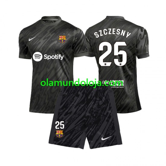 Camisola FC Barcelona Wojciech Szczesny 25 Guarda-redes Criança Equipamento Segundo 2024-2025 Manga Curta
